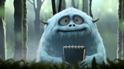 Personaje de Critterz con un portátil