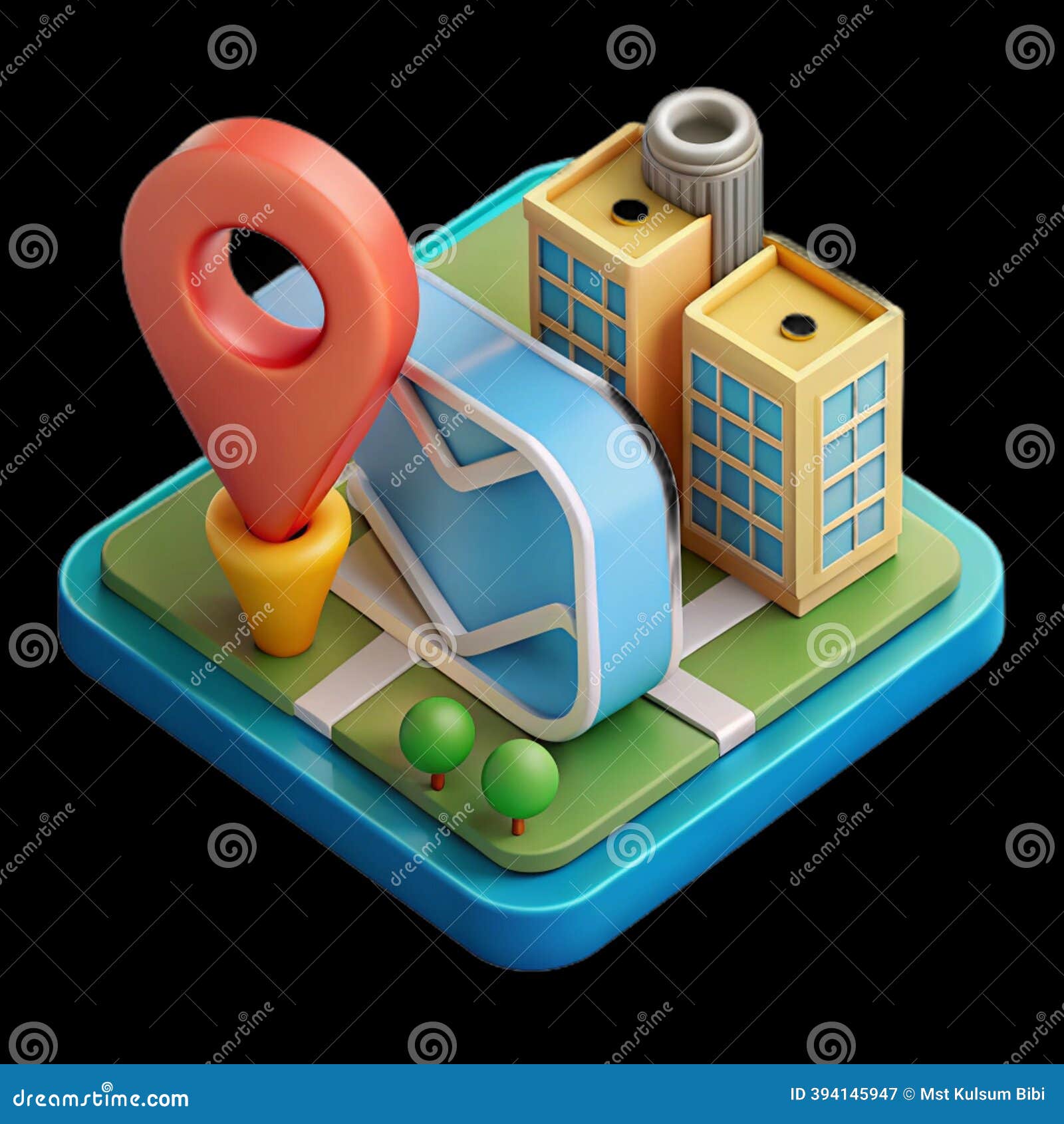 3D city location map pin