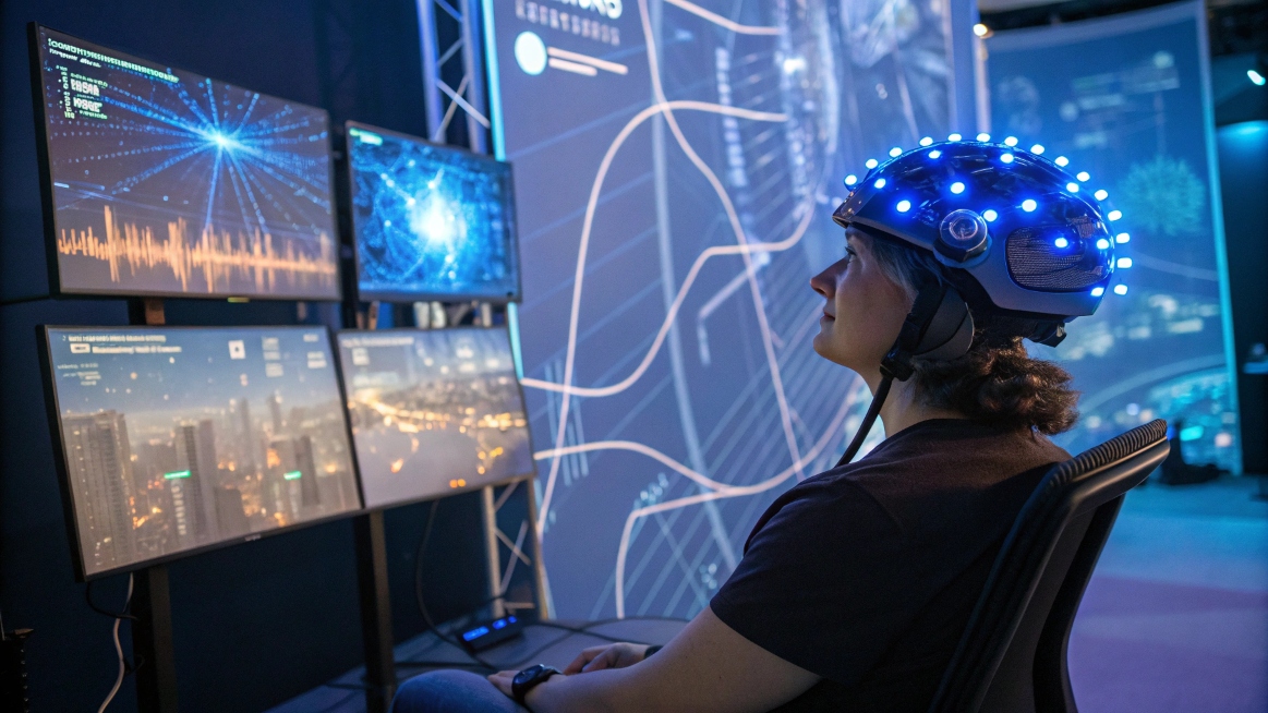 Persona utilizando un dispositivo de interfaz cerebro-computadora