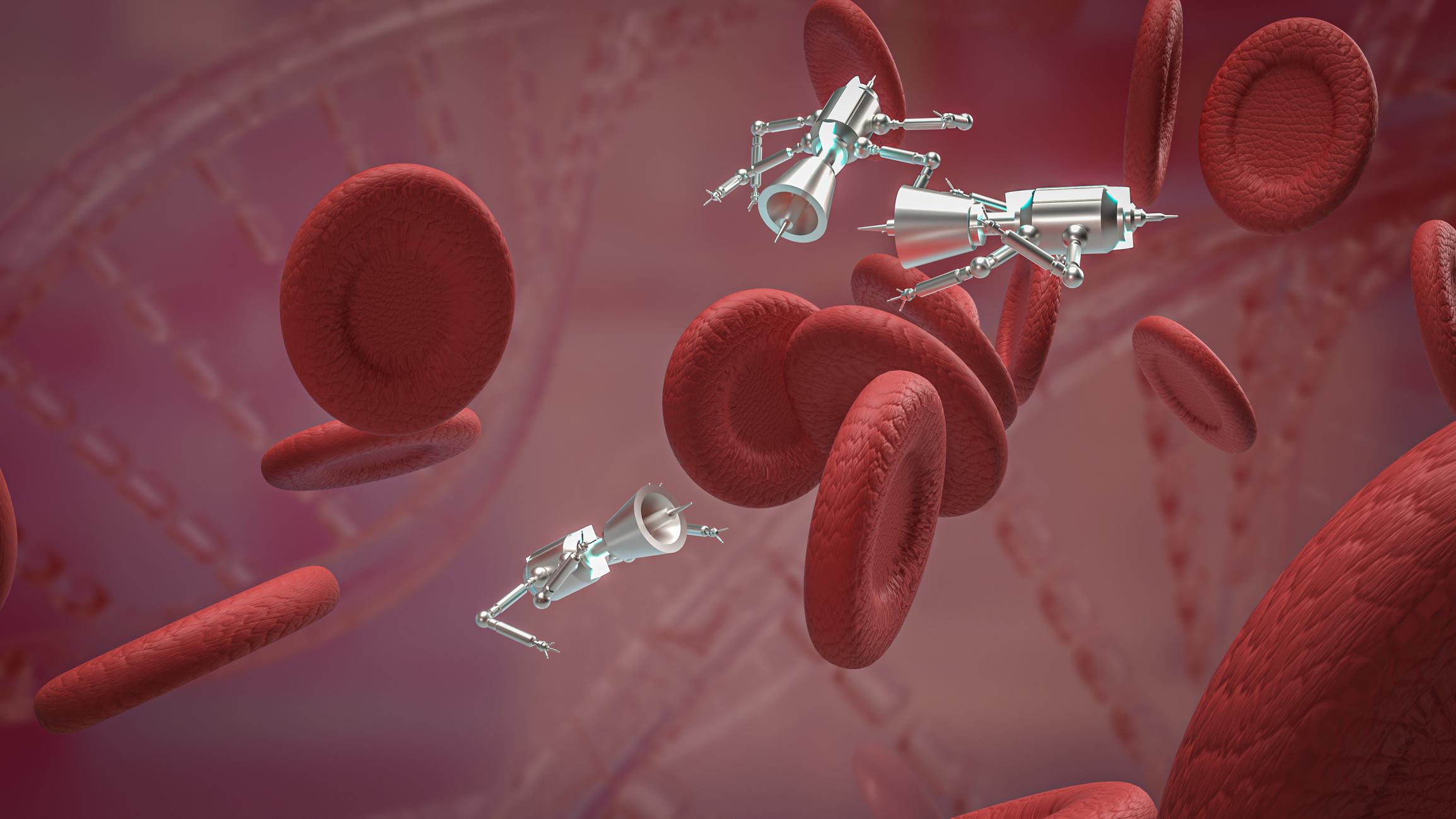 Glóbulos rojos con nanorobots a escala microscópica
