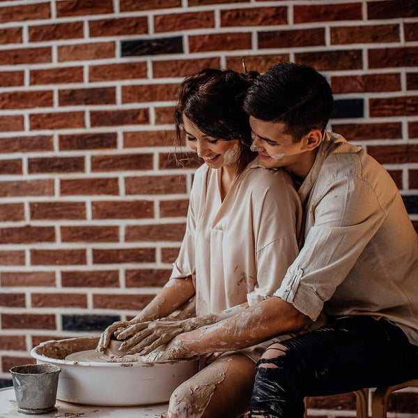 Teens at pottery class