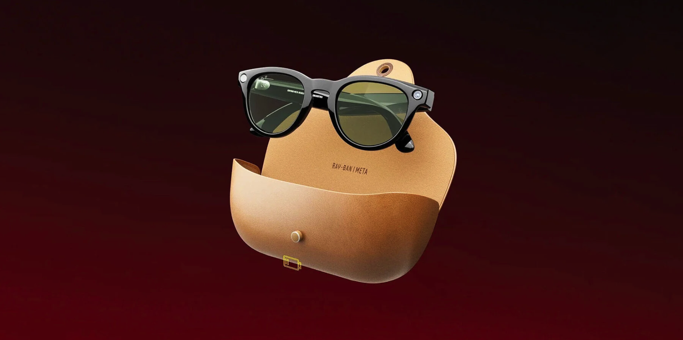 Caja de gafas inteligentes sobre una superficie