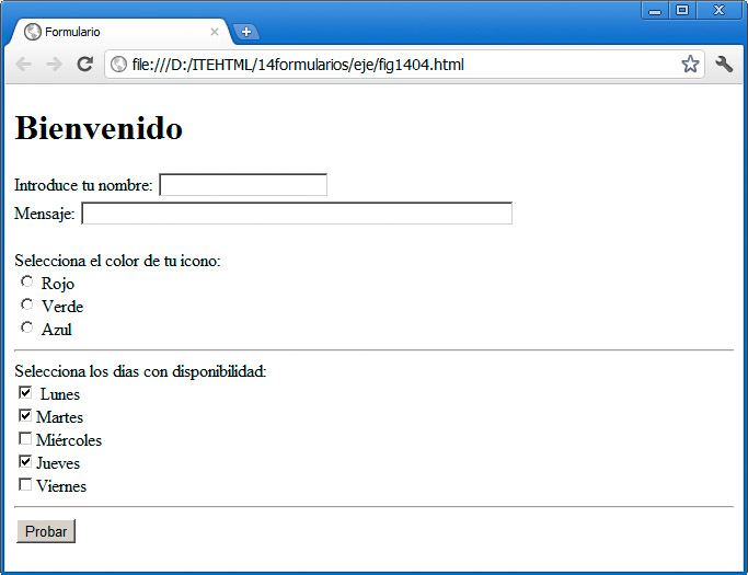 Ejemplo de formulario web