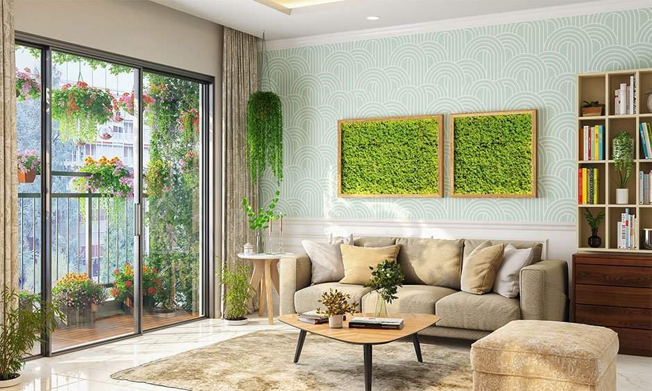 Living room with plants