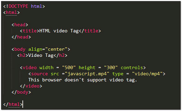 Ejemplo de elemento video con atributos src y controls