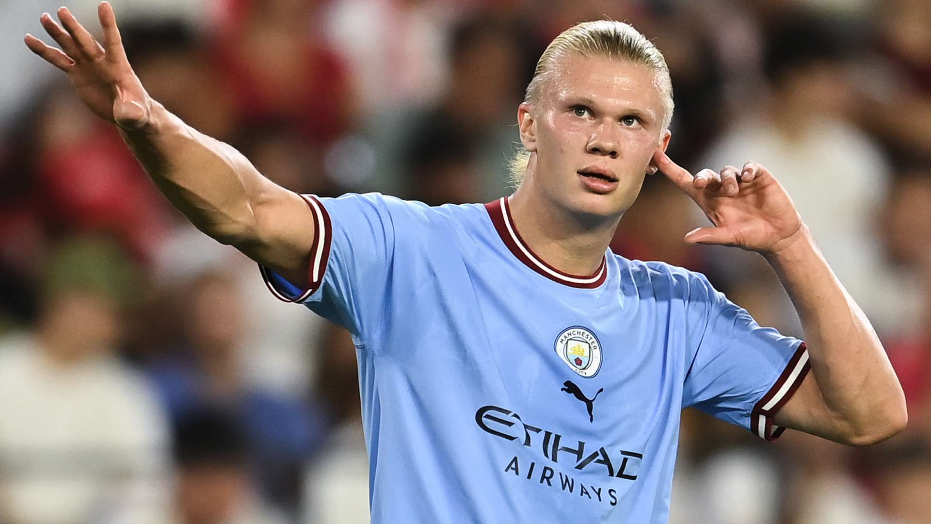 إيرلينغ هالاند يحتفل بتسجيل هدف مع مانشستر سيتي في دوري أبطال أوروبا 2026
