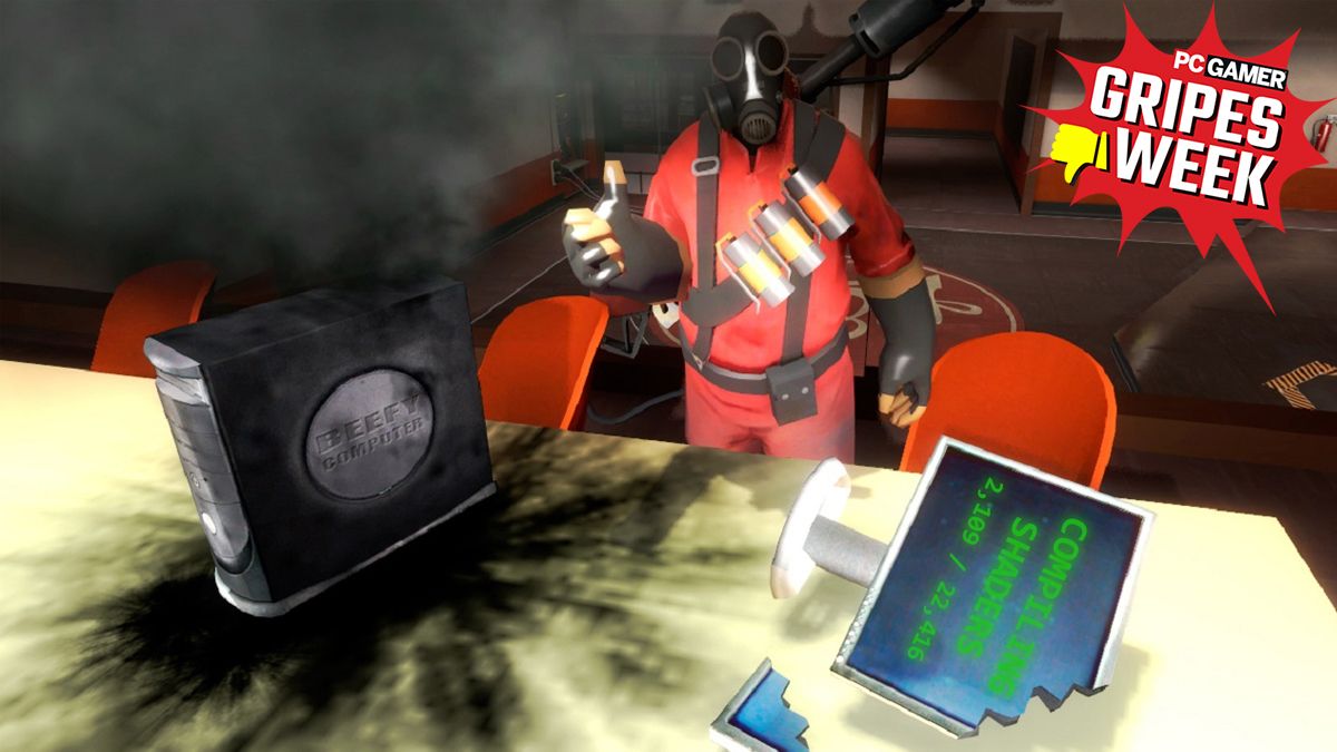 Jugador frustrado con un PC que emite humo
