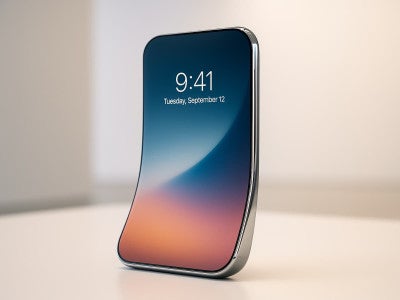 Concepto del iPhone 20 con pantalla curvada
