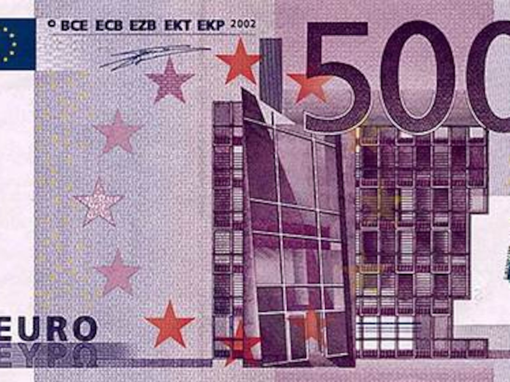 Billete de 500 euros con detalles de seguridad
