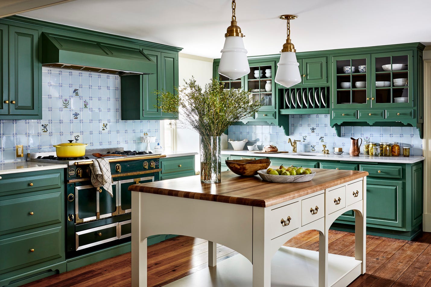 Country Living painted green cabinetry
