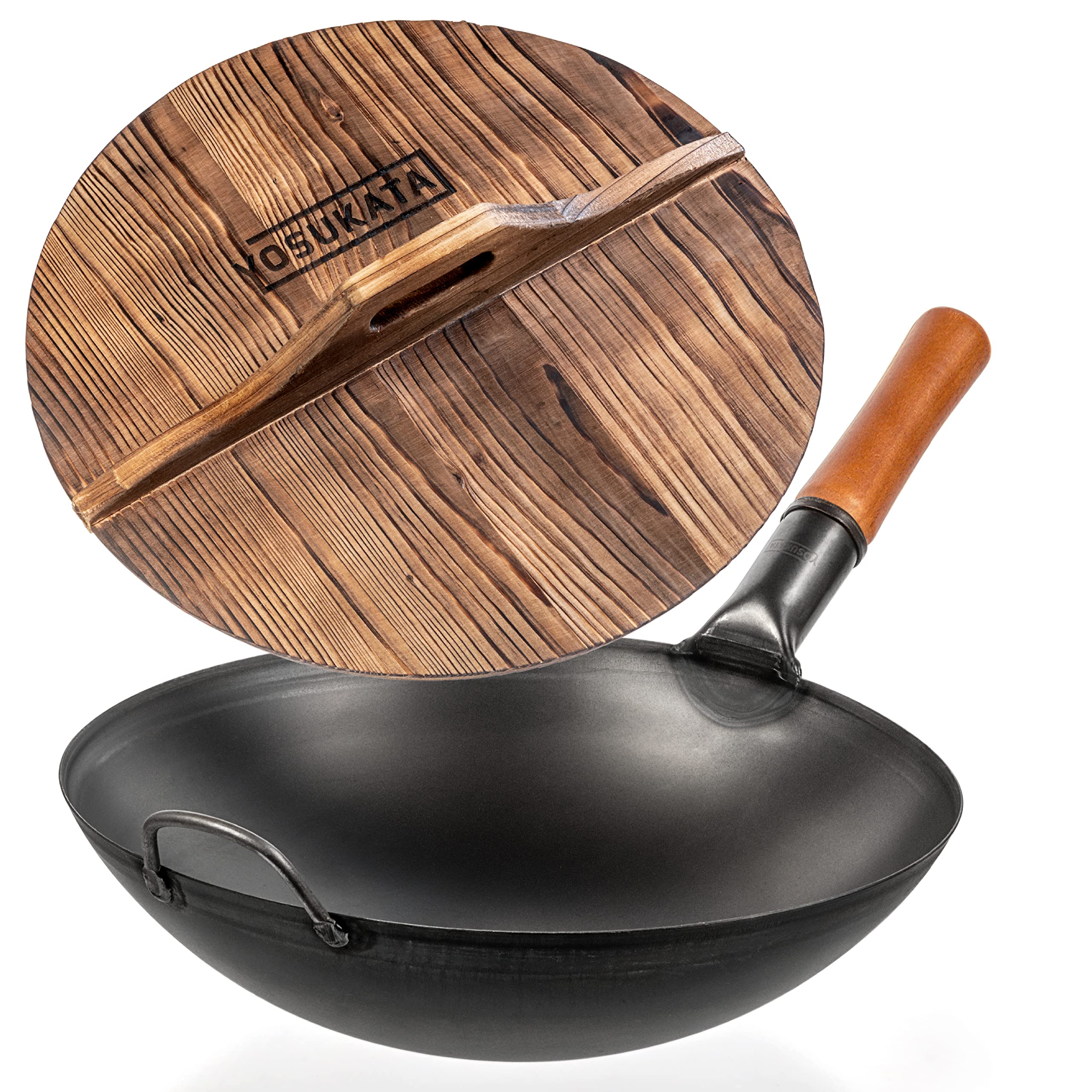 Kenmore Burns Carbon Steel Wok with Lid (14-inch)