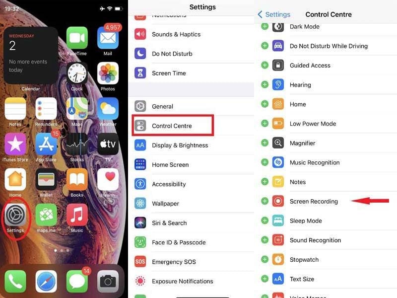Configuración del Centro de Control en iPhone