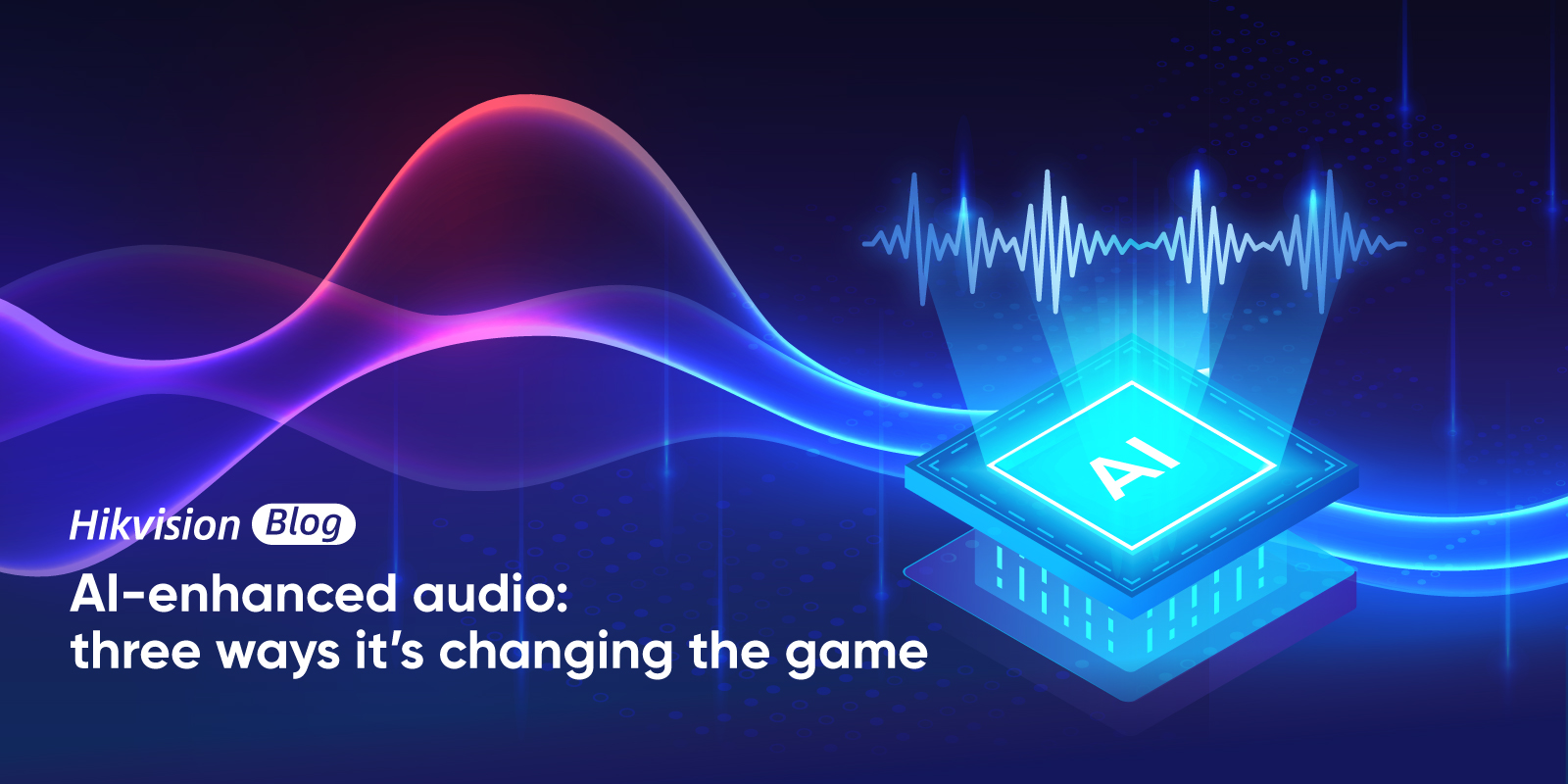 Chip de inteligencia artificial procesando ondas de sonido