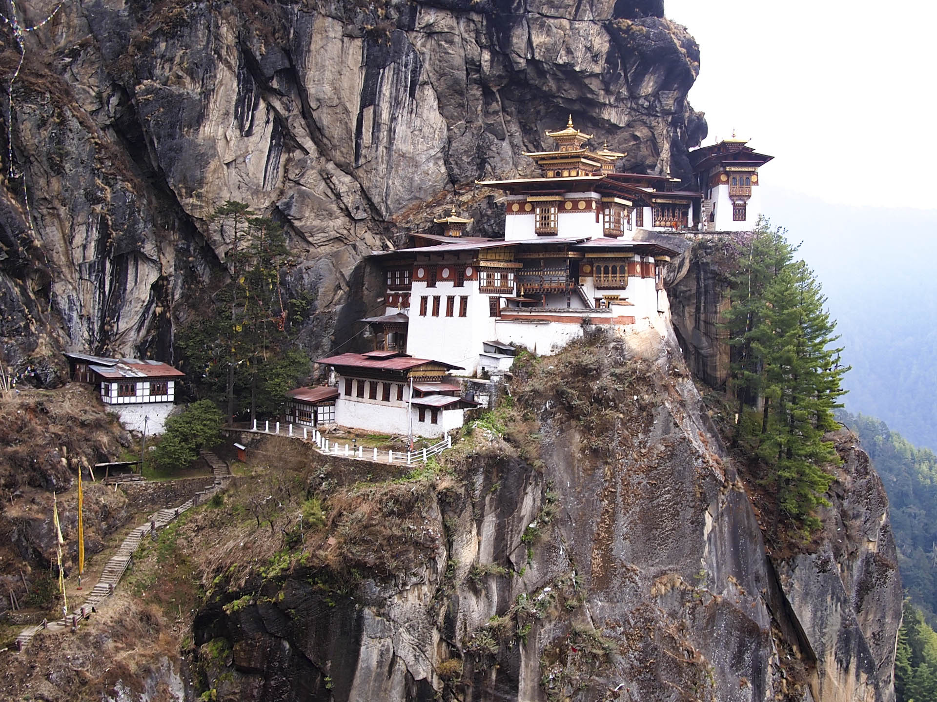 Tiger's Nest Monastery (Paro Taktsang) clinging to a cliff above the Paro Valley, Bhutan