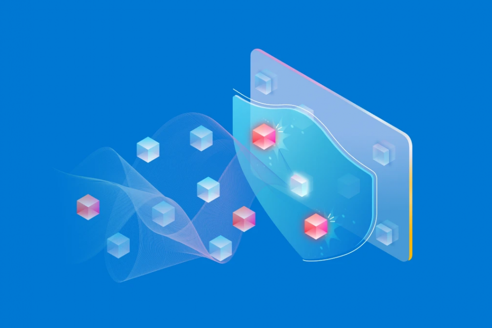 Escudo de protección sobre un cubo de datos