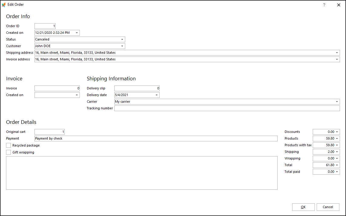 PrestaShop Order Page Management
