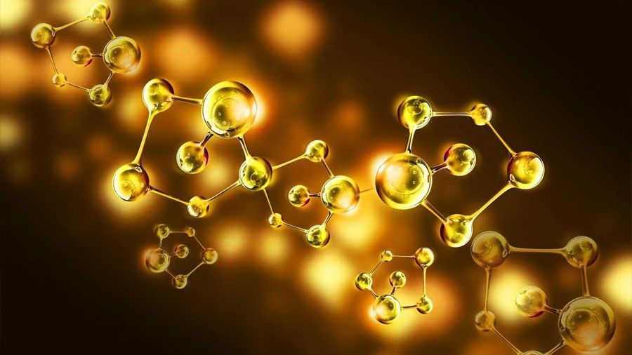 Estructura molecular de oro con un diseño complejo