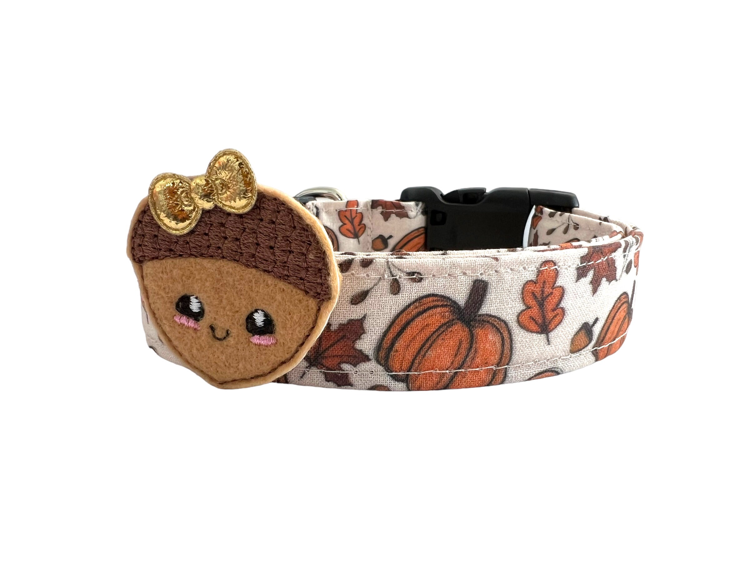 Collar para perro con diseño de calabaza y hoja