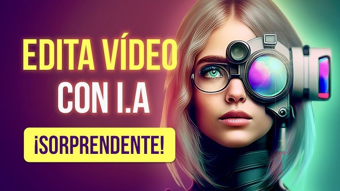 Mujer con tecnología de edición de video con IA