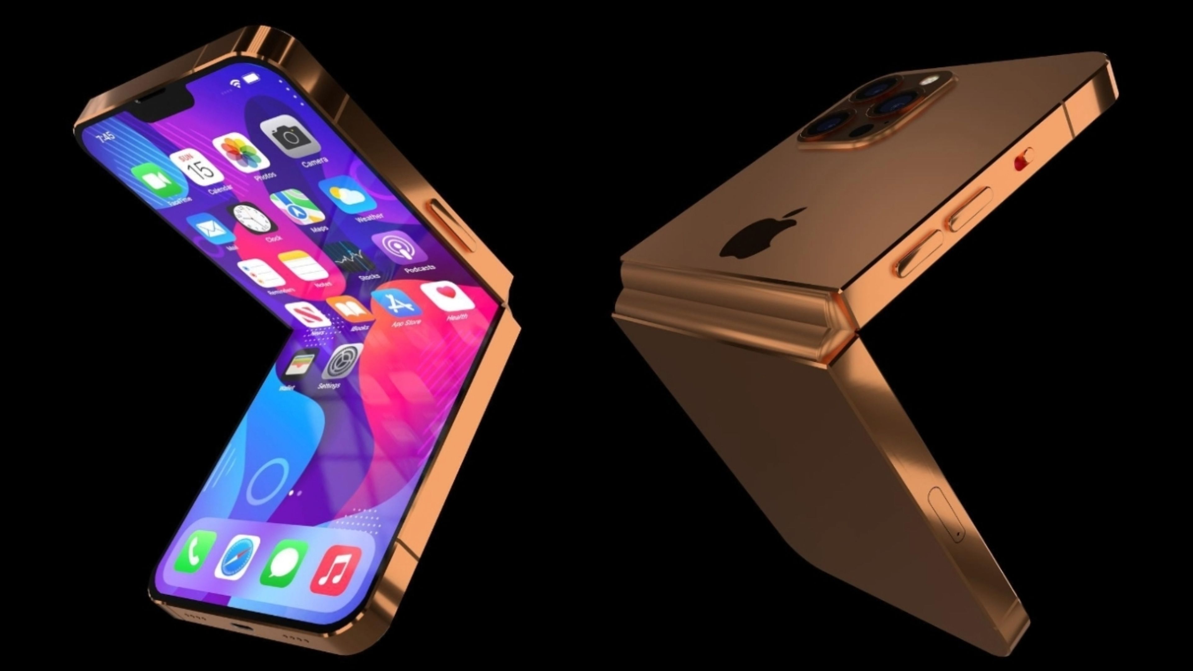 Concepto del iPhone plegable dorado