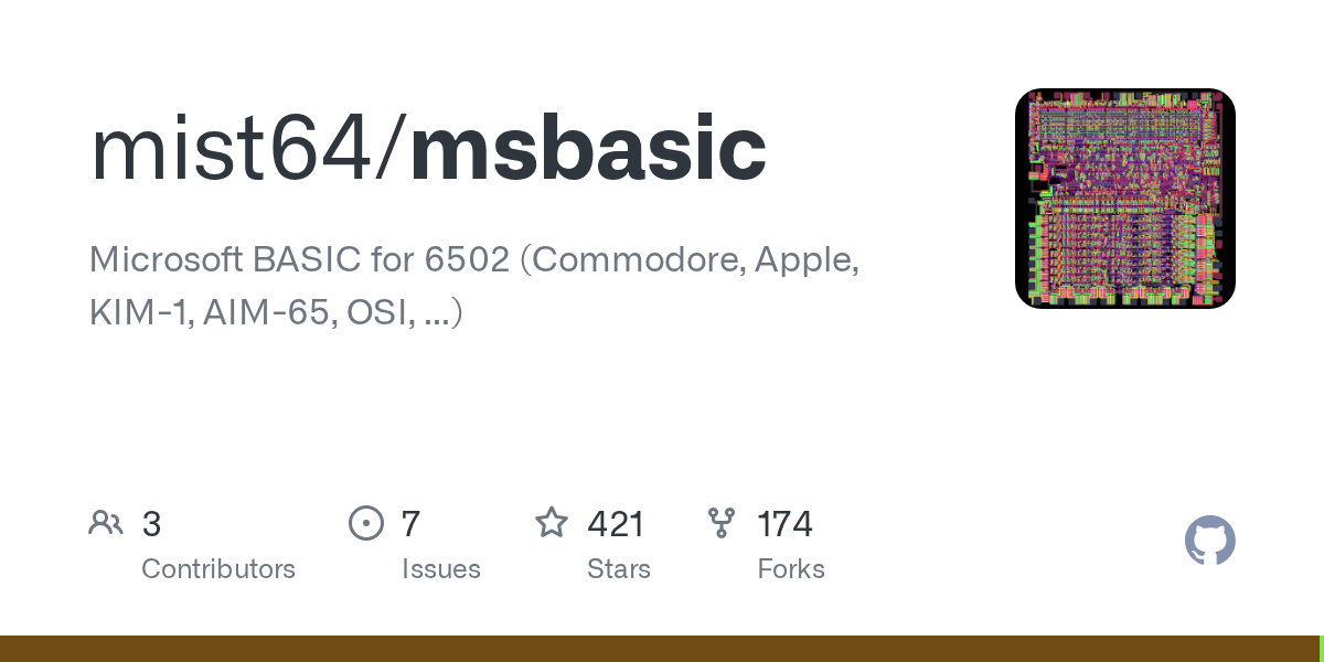 Repositorio de GitHub con Microsoft BASIC para 6502