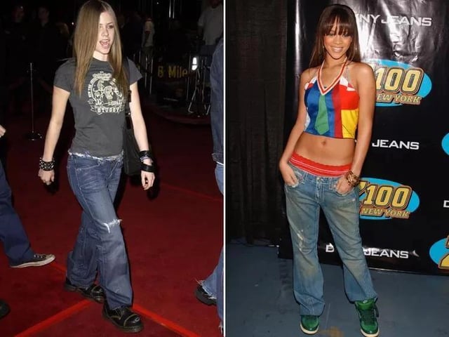 Avril Lavigne and Rihanna in low-rise jeans