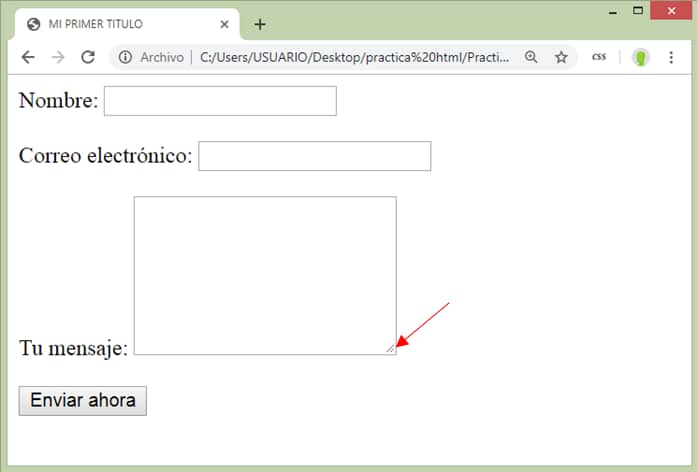Ejemplo de formulario HTML