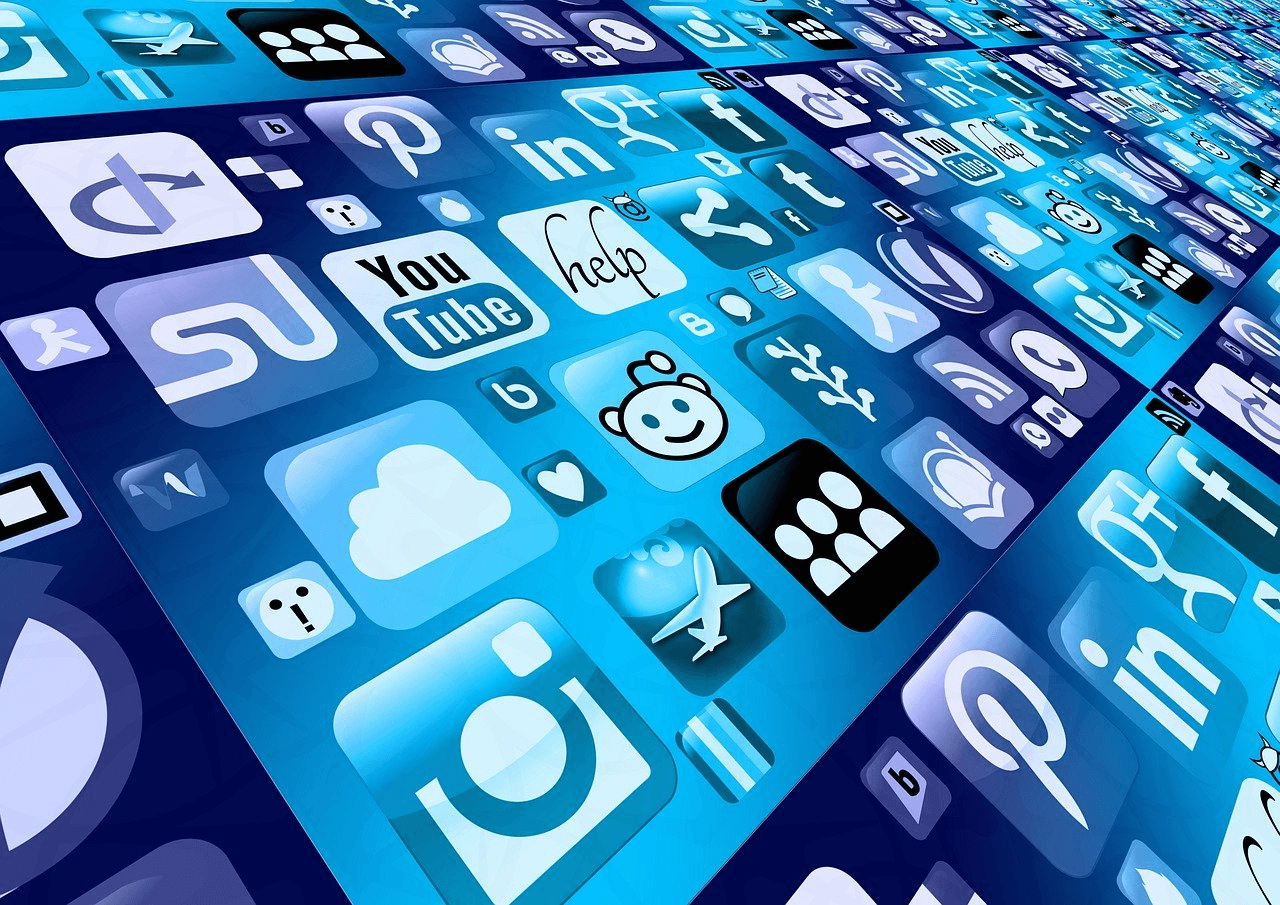 Iconos de redes sociales y aplicaciones digitales