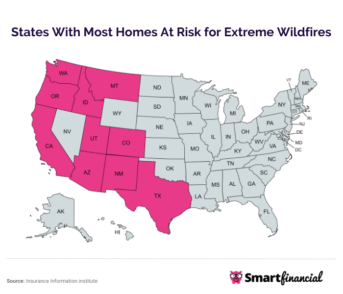 Map showing wildfire risk areas