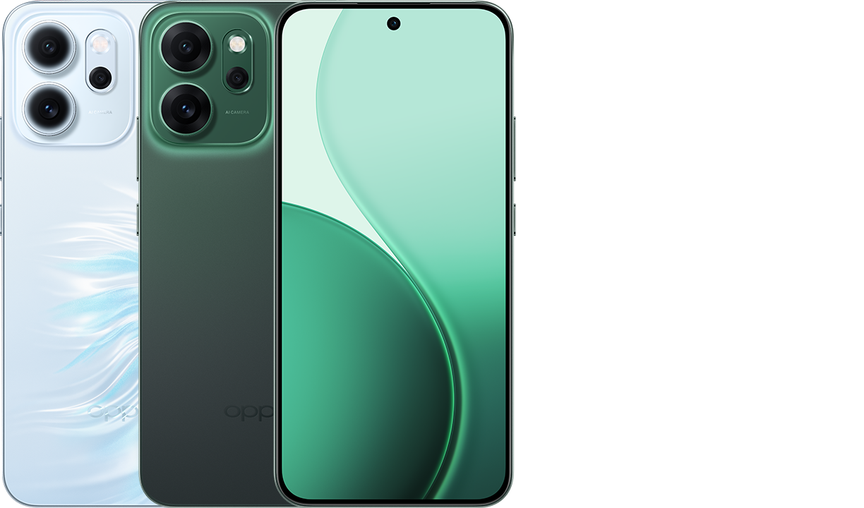 OPPO Reno 14 en colores blanco y verde