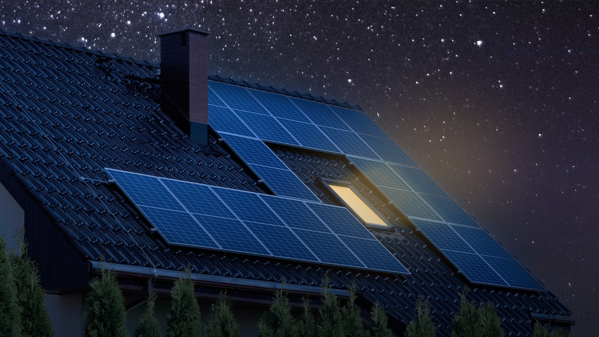 Solar panels on rooftop