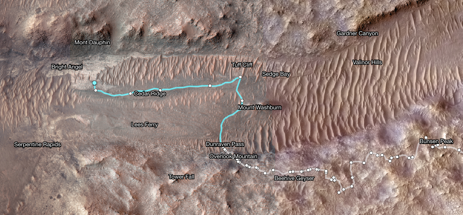 Ruta del rover Perseverance en Marte