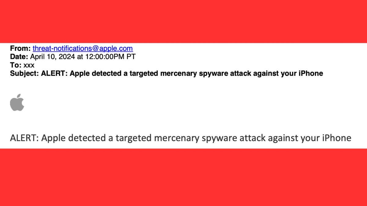 Correo electrónico de alerta de spyware de Apple