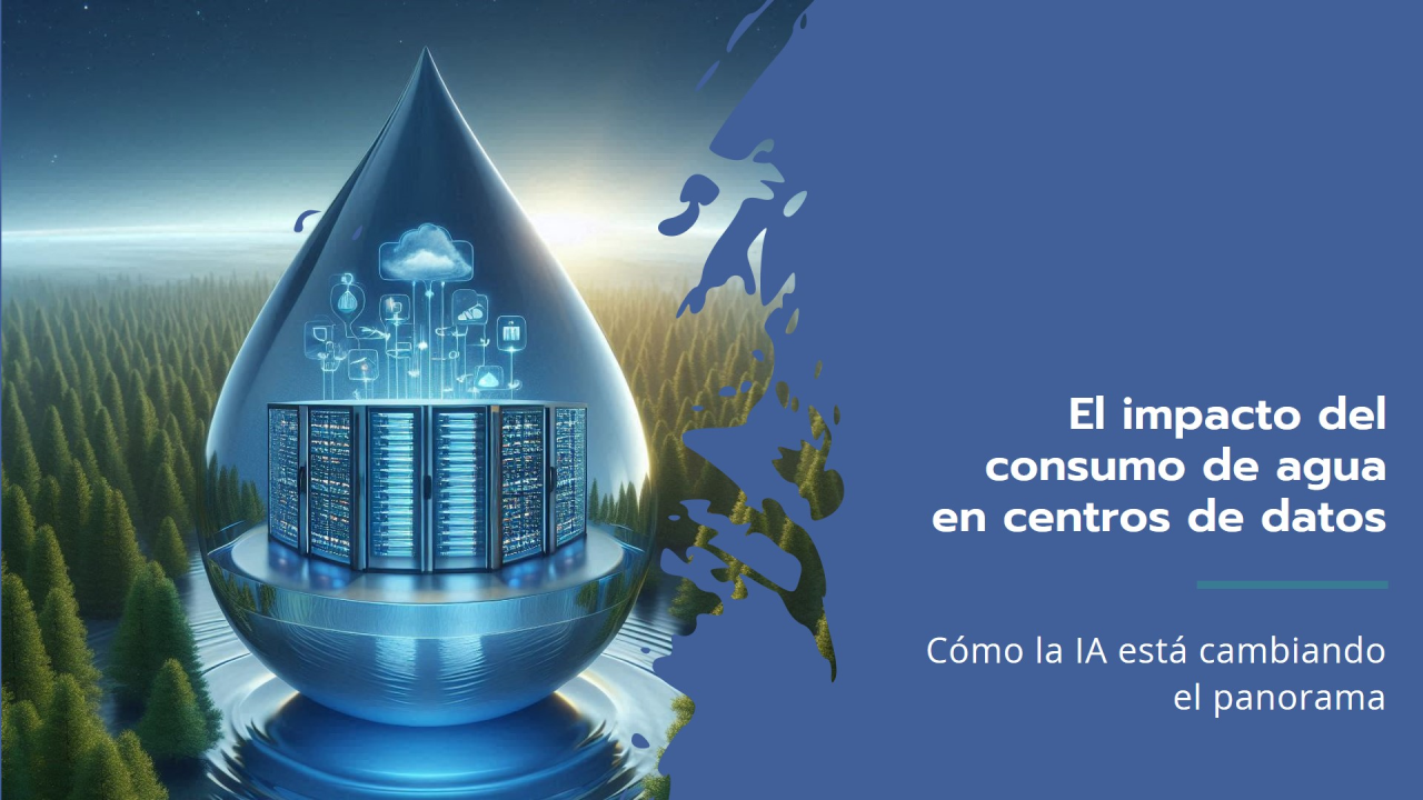Centro de datos mostrando el consumo de agua y su impacto en la IA