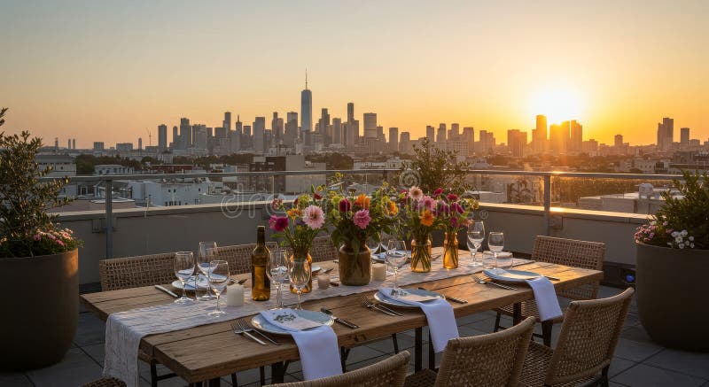 Rooftop dinner with city view