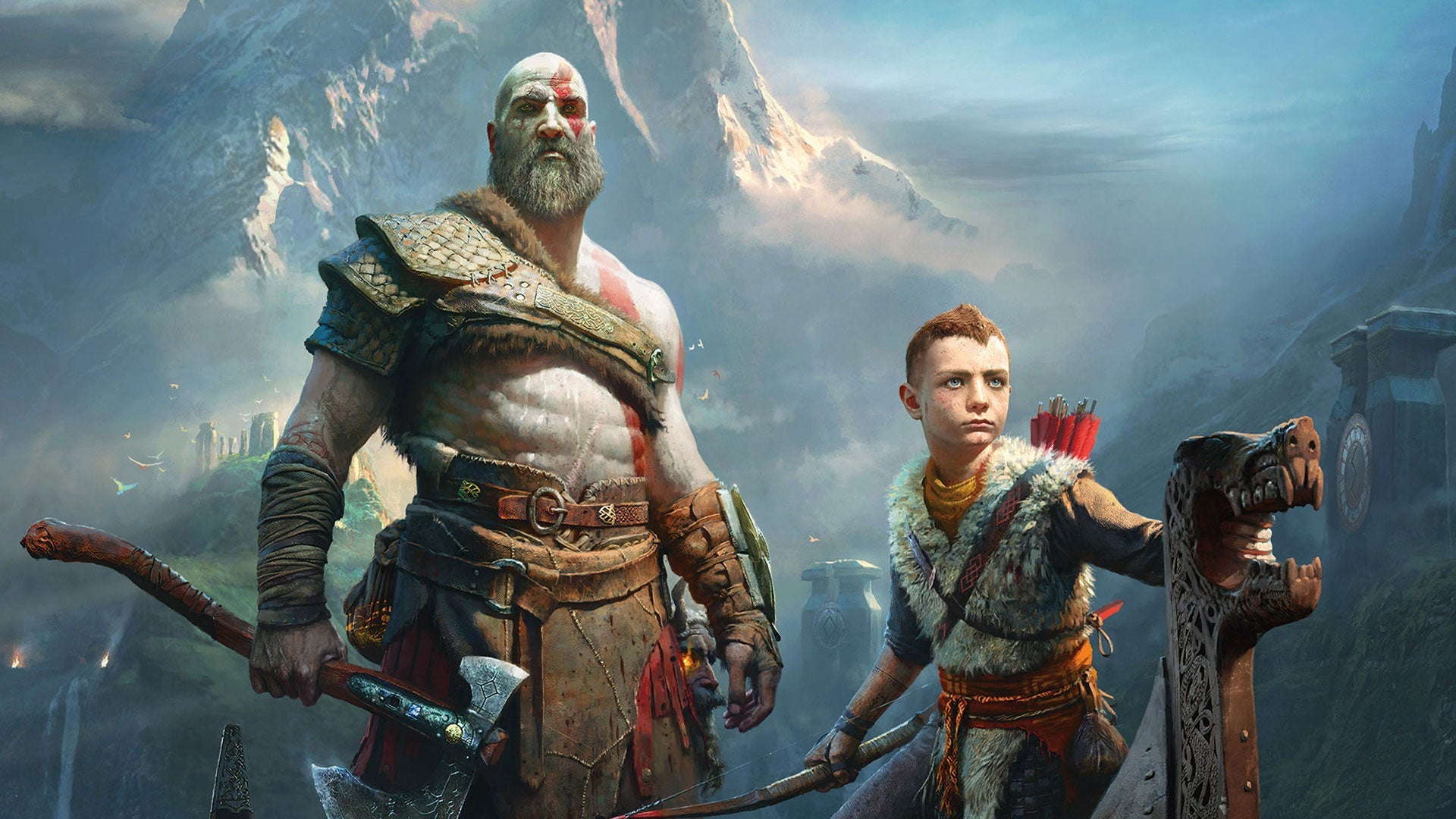 Kratos y Atreus en el mundo nórdico