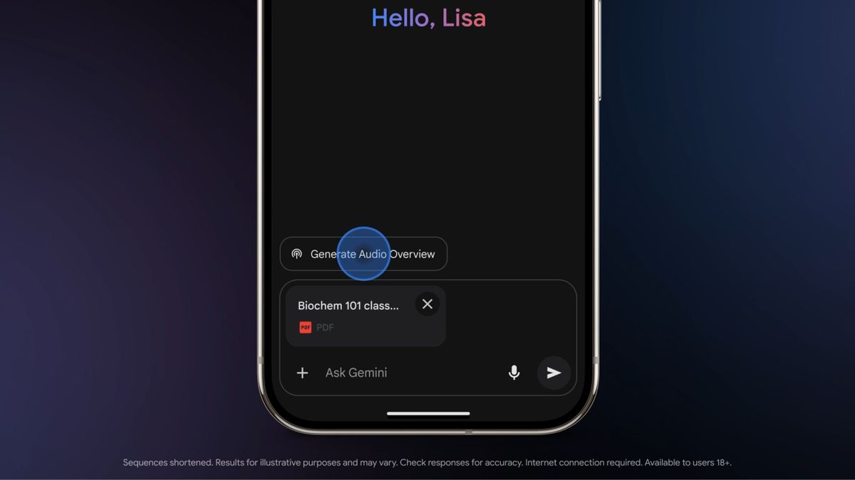 Interfaz de Gemini con función de audio