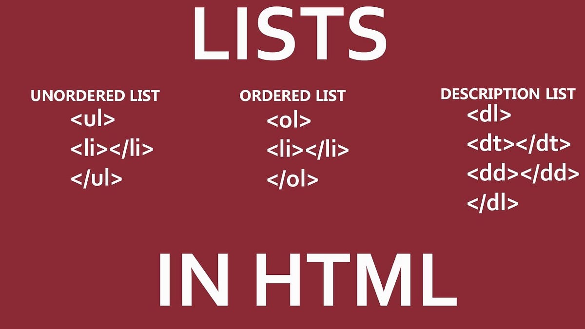 Tipos de listas en HTML