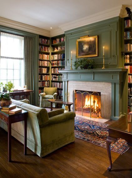 Cozy library reading nook