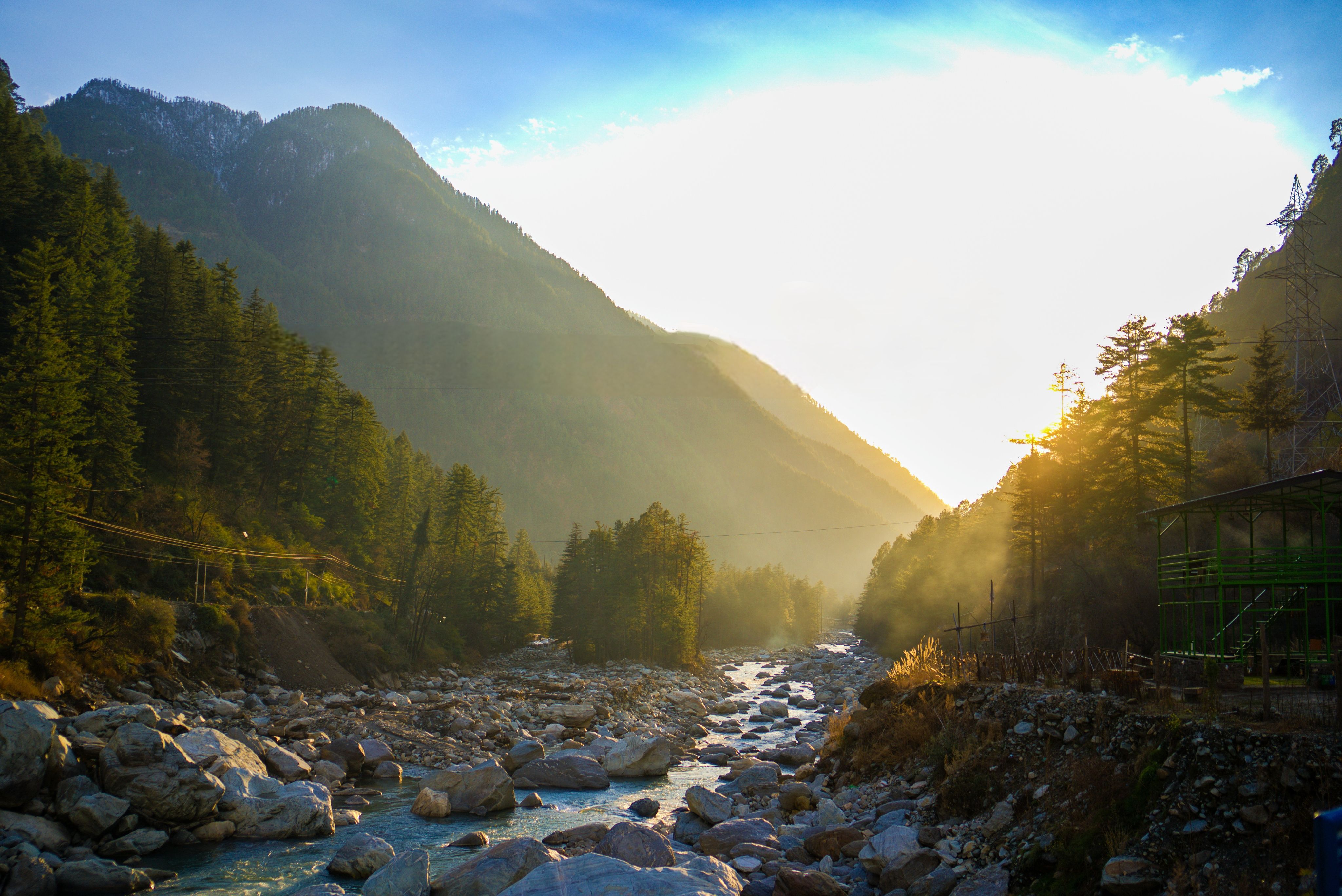 Himalayan mountain landscape at sunrise