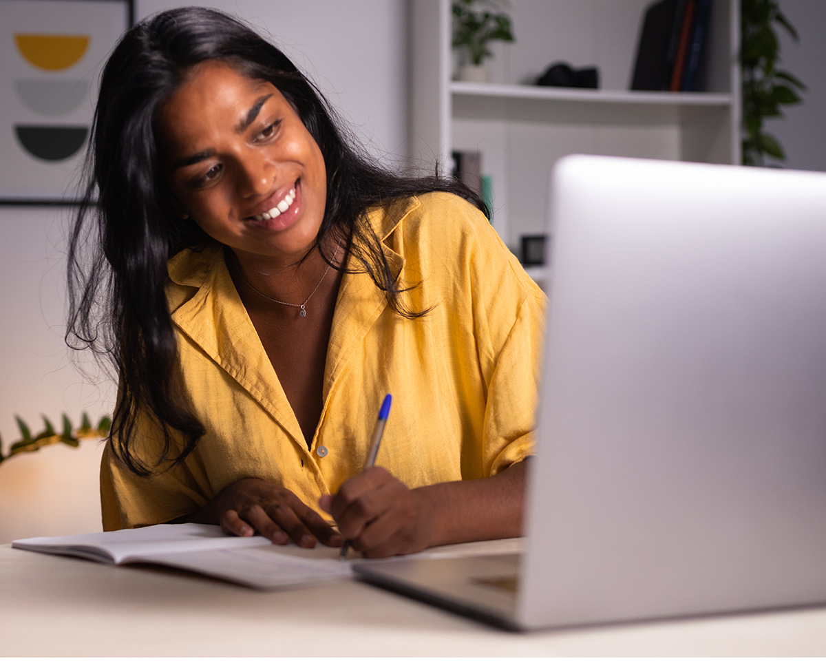 Professional social worker reviewing exam questions on screen
