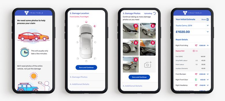 Mobile app interface for insurance claims processing