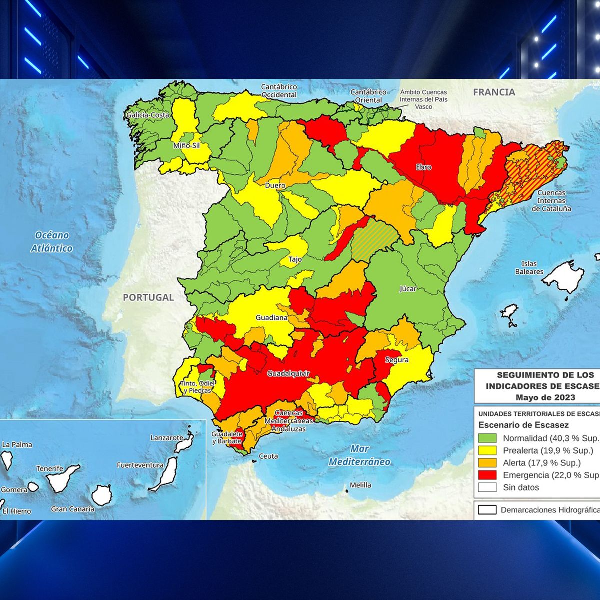 Mapa de estrés hídrico en España