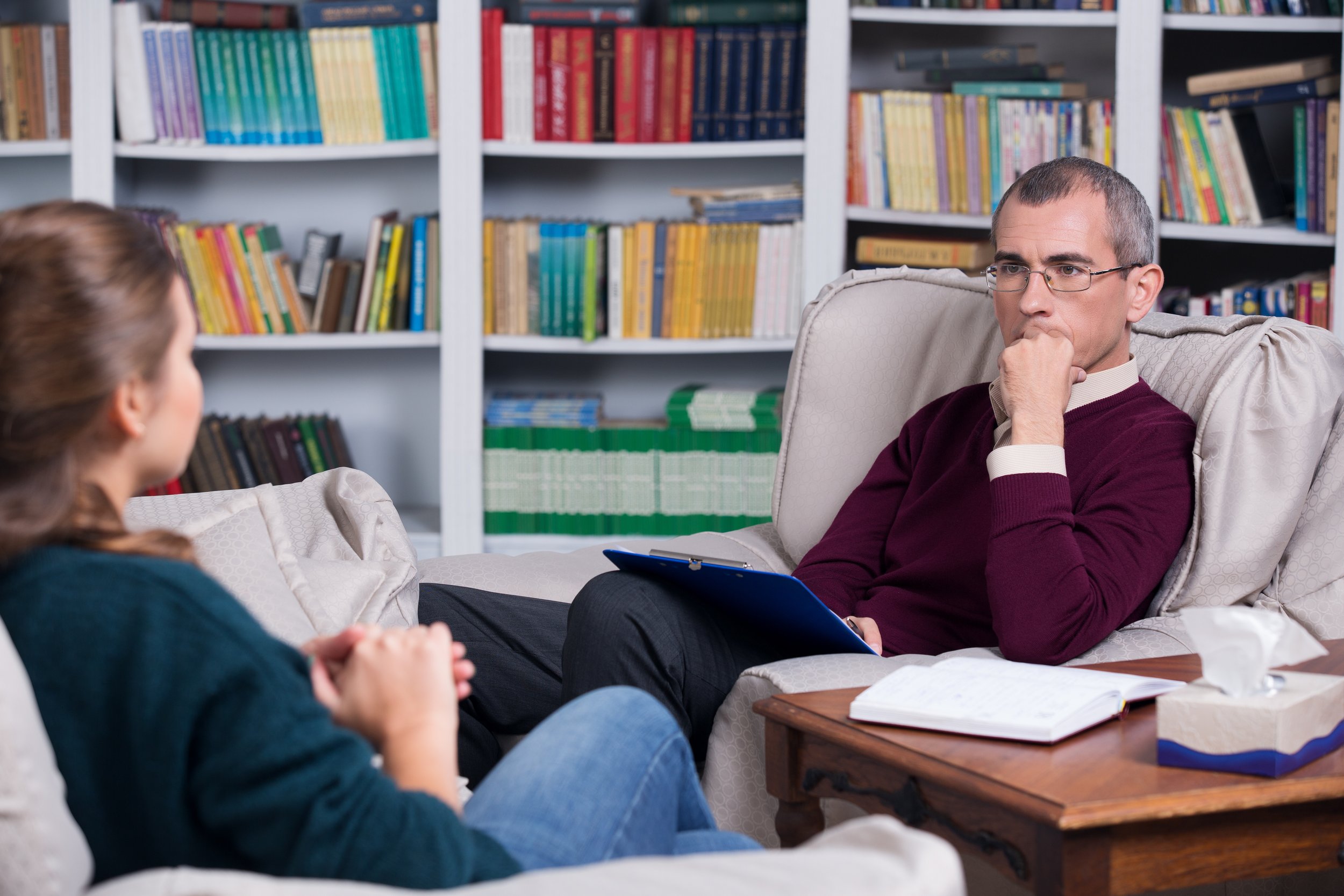 Mental health counselor in therapy session