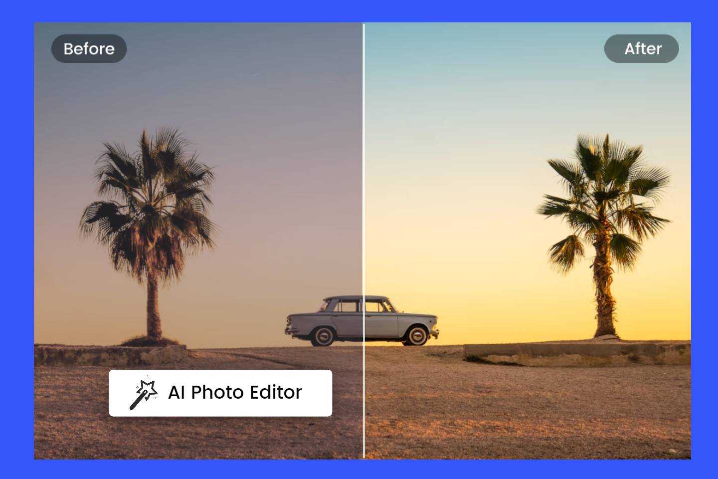 Ejemplo de edición de imagen con IA mostrando antes y después
