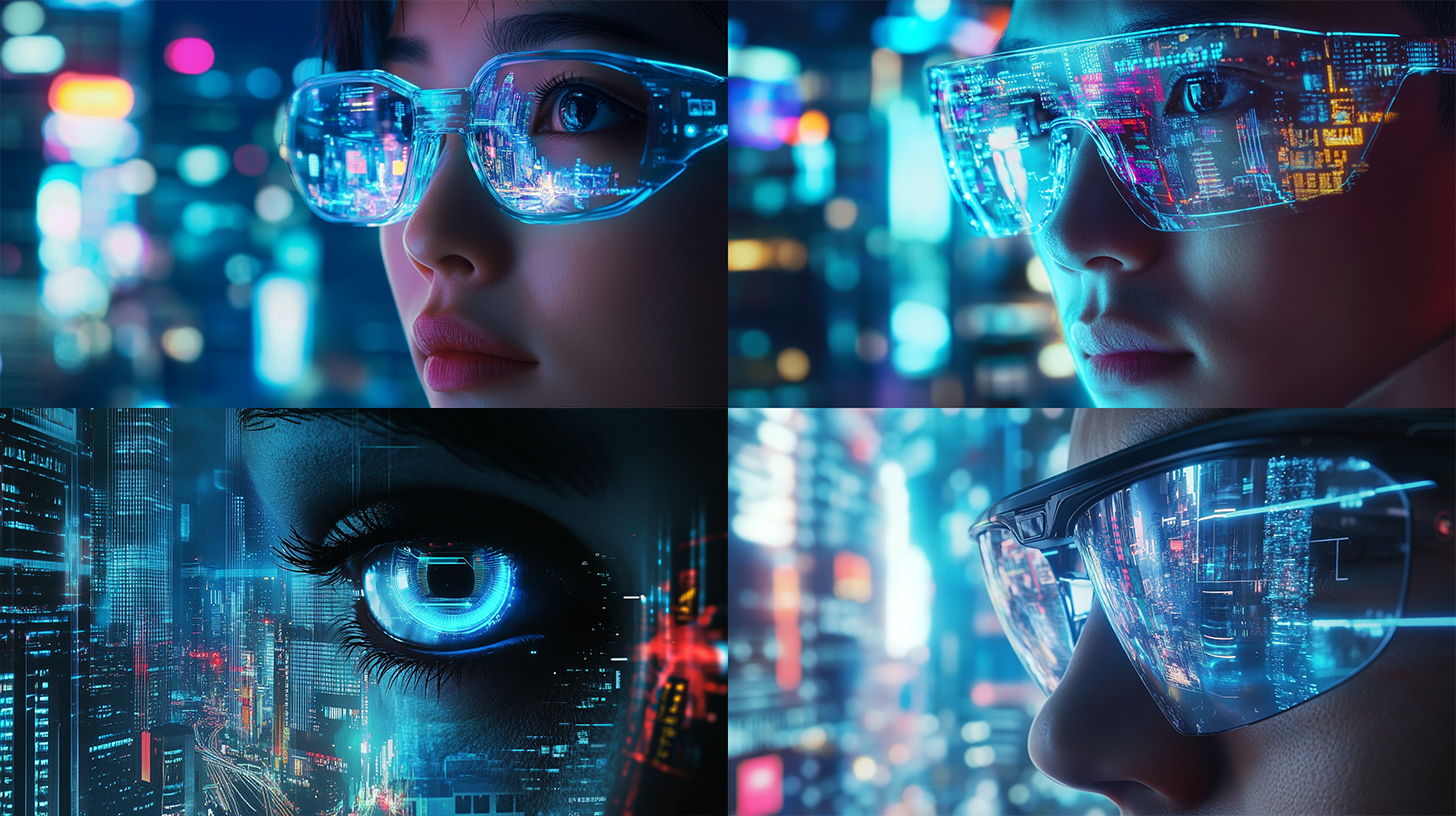 Concepto de futuro de las gafas inteligentes con pantallas más avanzadas