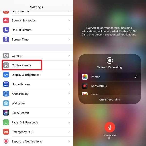 Mantener presionado el icono de grabación para acceder a las opciones