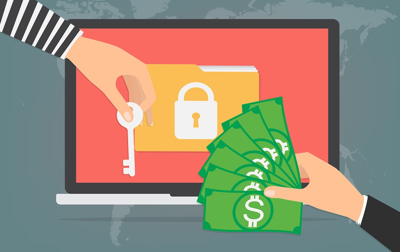 Representación de un ataque de ransomware con rescate