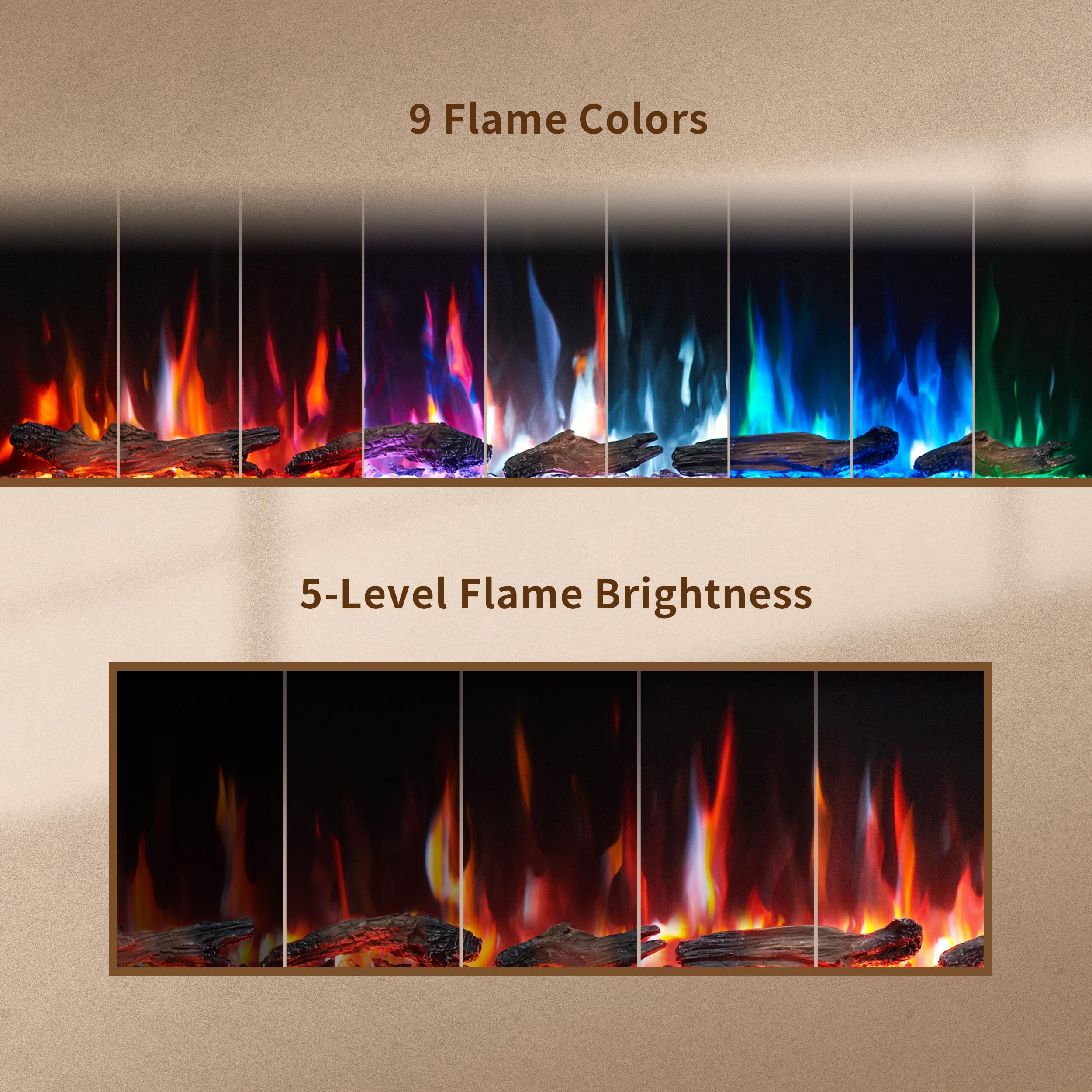 PuraFlame Bernice 60 Inch Smart Linear Electric Fireplace