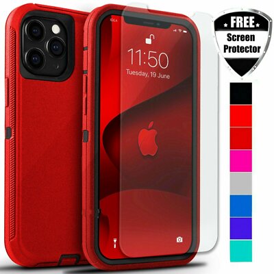 Funda roja y protector de pantalla para iPhone 17